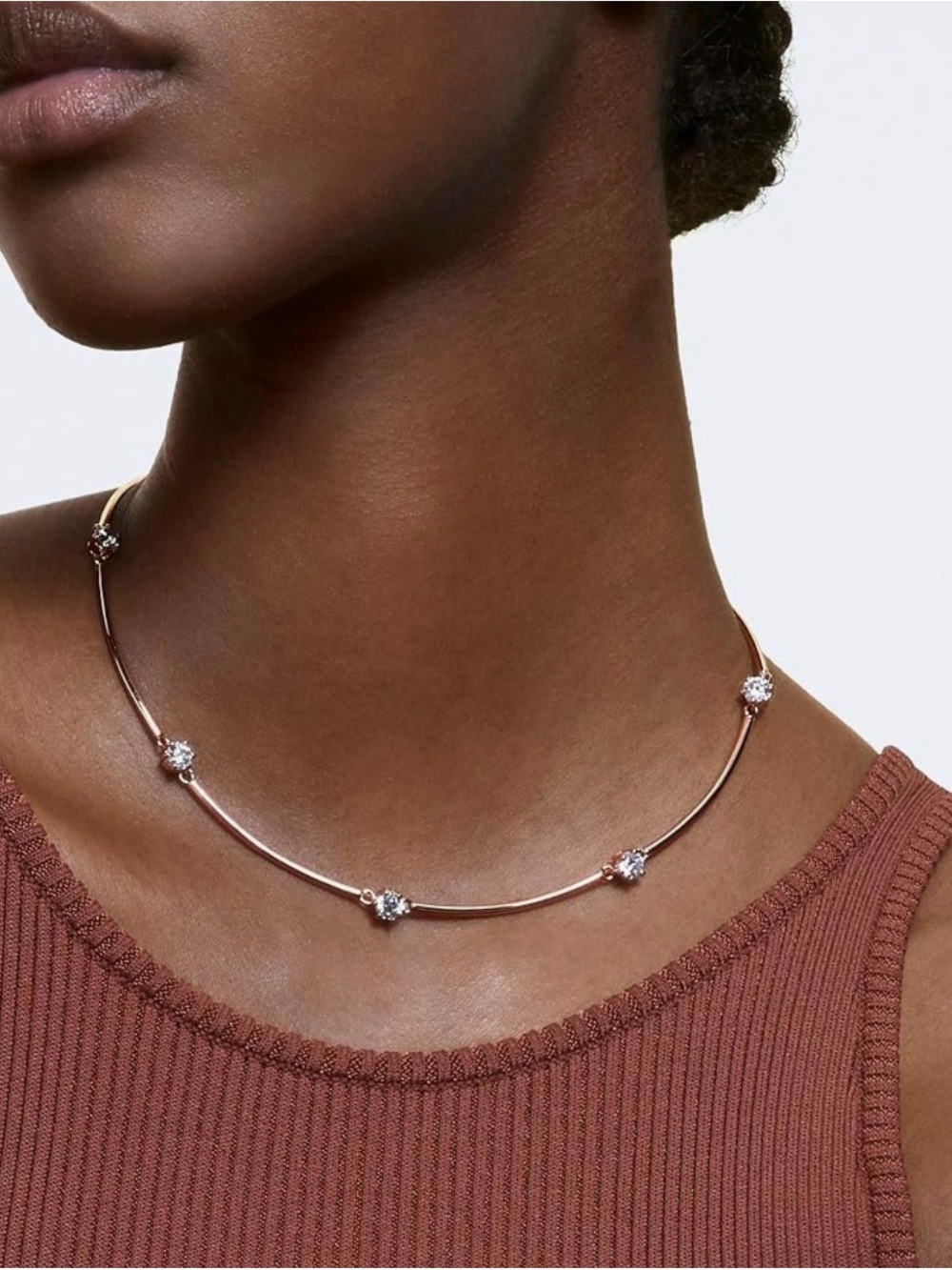Swarovski Delicate Rose Gold Crystal Station Necklace